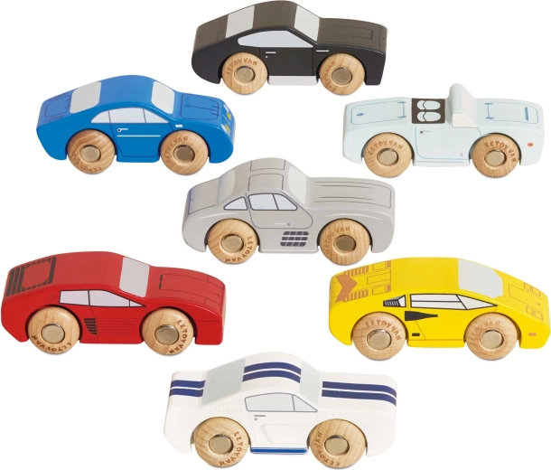 Mașinuțe sport din lemn Le Toy Van – set 7 buc.
