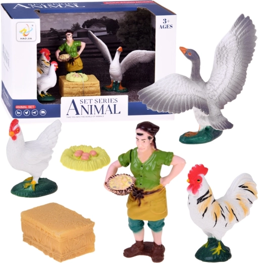 Set de figurine fermă – gospodină și păsări de curte