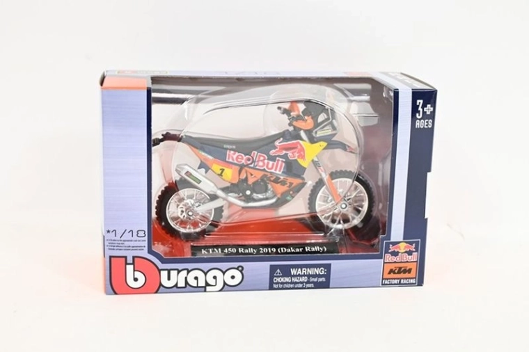Bburago 1:18 Red Bull KTM 450 Rally Dakar 2019 (număr de start 1) – model de motocicletă