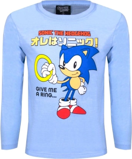 Tricou albastru deschis din bumbac Sonic