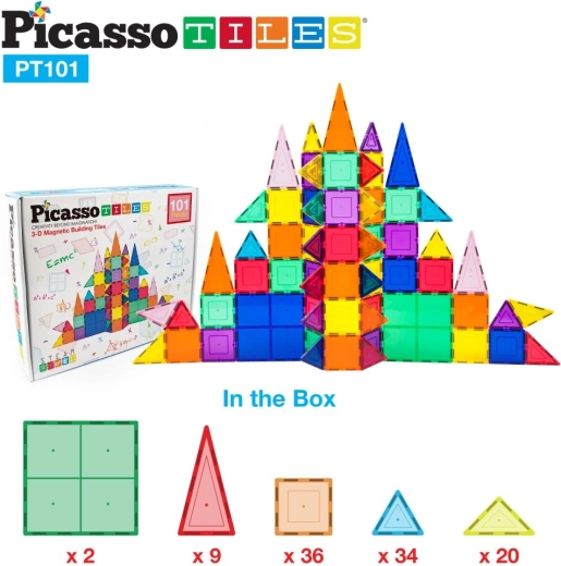 Set de construcție magnetic Picasso cu piese de bază - 101 buc.