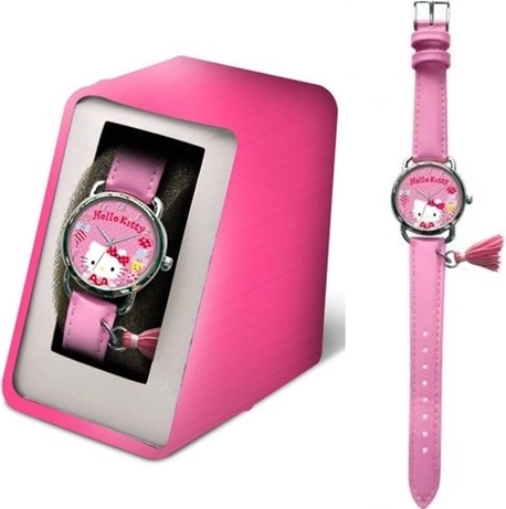 Ceas Hello Kitty cu curea roz și breloc