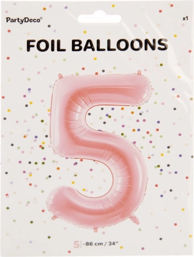 Balon din folie cifra 5 roz 86 cm