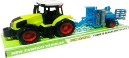 Tractor cu agregat frontal de însămânțare – jucărie realistă din plastic