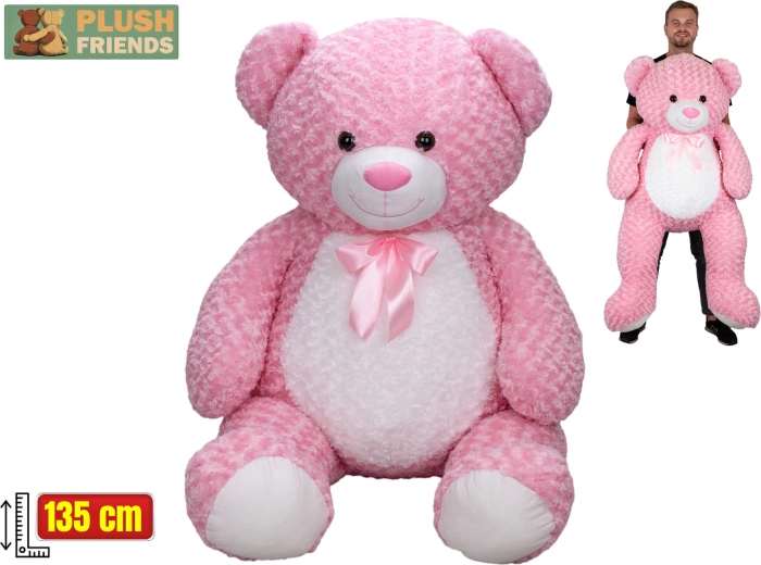 Plush Friends ursuleț de pluș roz cu fundă 135 cm