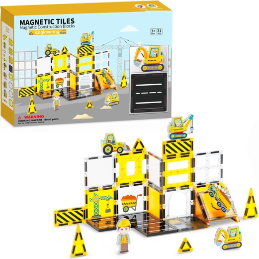Set magnetic de construcție Șantier 31 piese