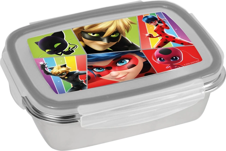 Miraculous / Ladybug - cutie colorată pentru gustare din oțel inoxidabil 850 ml