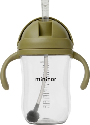Mininor sticlă cu pai Tritan 330 ml moss green