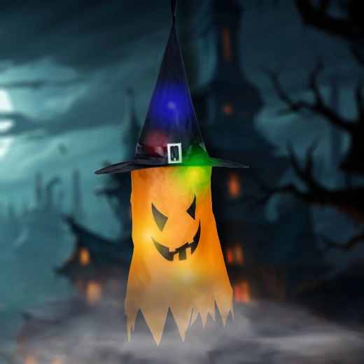 Decorațiune LED suspendată de Halloween, fantomă galbenă