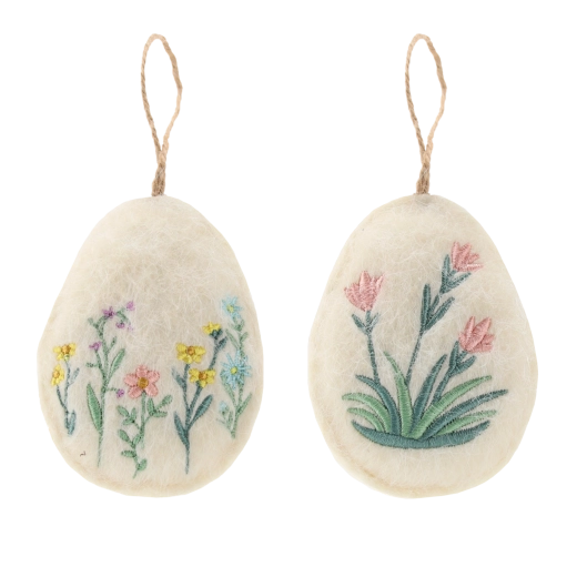 Ouă decorative de Paște suspendabile cu motiv floral, set de 12 piese