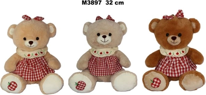 Ursuleț de pluș în rochiță, 32 cm - 1 bucată