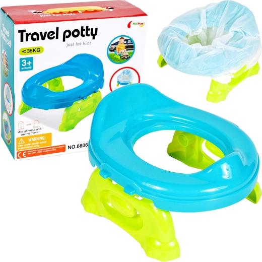 Oliță portabilă pentru copii cu pungi de unică folosință, albastră