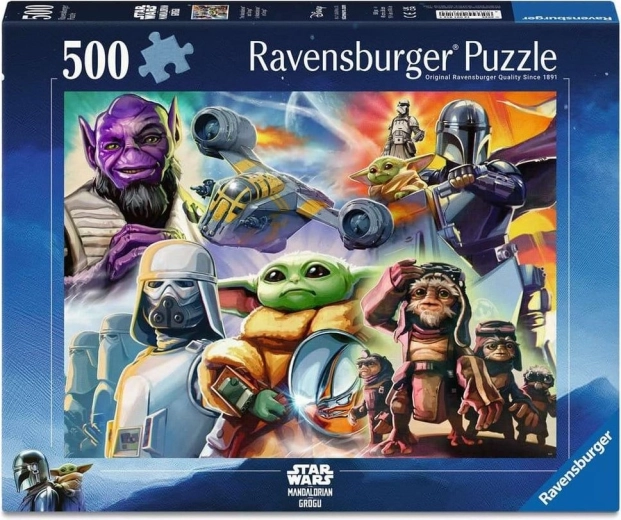 Puzzle Ravensburger Star Wars: Mandalorian și Grogu, 500 de piese