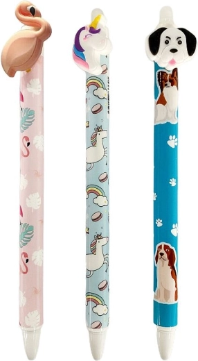 Pix gel cu radieră CONCORDE Animăluțe, cerneală albastră 0,5 mm