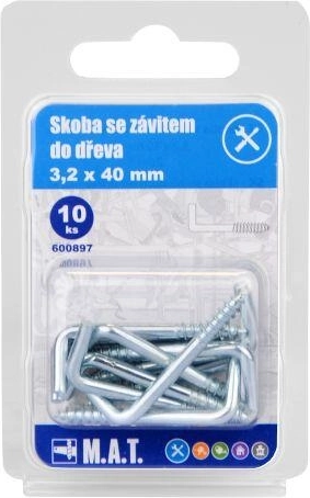 Cârlig cu filet pentru lemn 40 × 3,2 mm, galvanizat (10 buc.)