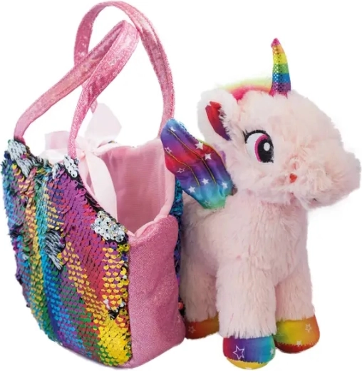 Set unicorn – pluș și geantă cu paiete magice