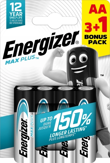 Energizer Max Plus AA baterii alcaline 3+1 gratuit, 4 buc
