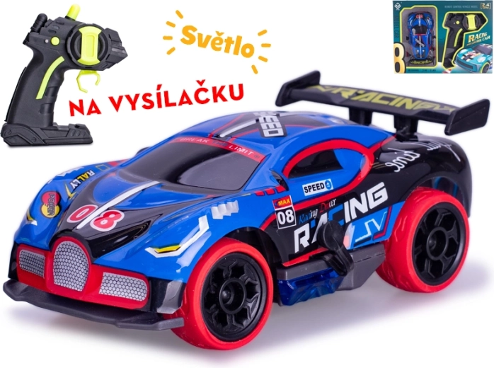 Mașină RC de curse 1:32 cu 2,4 GHz și lumini – albastră