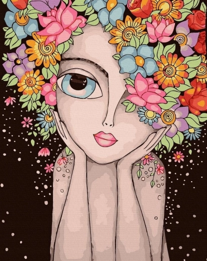 Norimpex pictură pe numere Femeie cu flori 40 × 50 cm