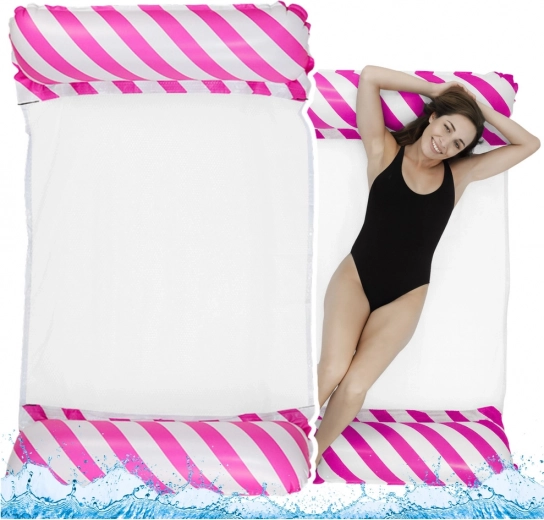 Plasă de leagăn gonflabilă pentru apă alb-roz 120x70 cm