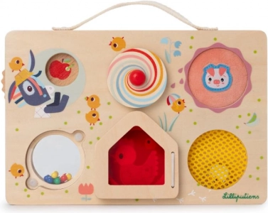 Lilliputiens panou de activități din lemn - aventuri la fermă