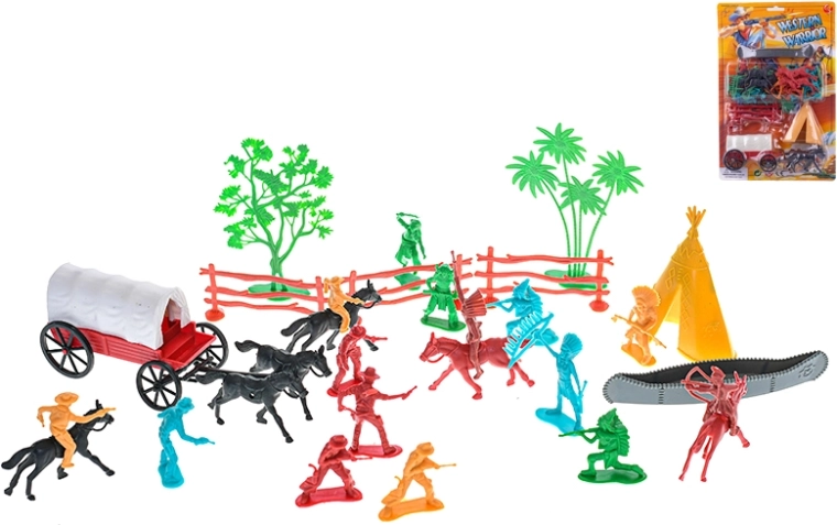 Set de figurine western cu trăsură și accesorii