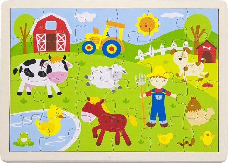 Puzzle din lemn fermă 24 piese BABU