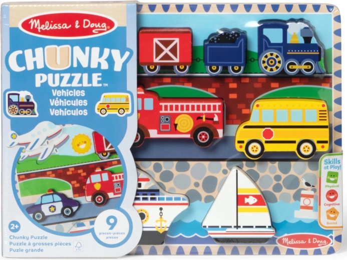 Puzzle chunky din lemn cu vehicule MELISSA & DOUG