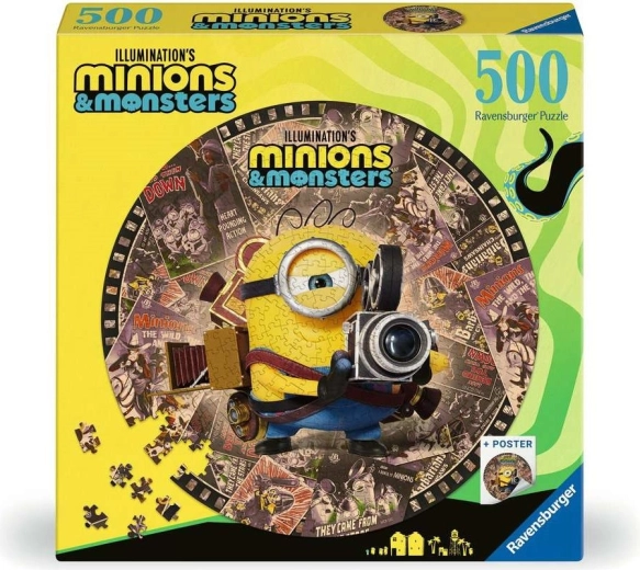Puzzle rotund Ravensburger Mimoni și monștri 500 de piese