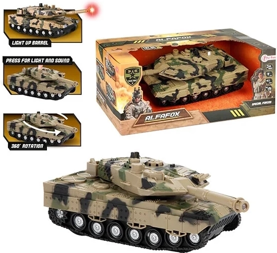 Toi Toys Alfafox tanc militar cu tracțiune prin frecare, cu lumini și sunete - 1 bucată
