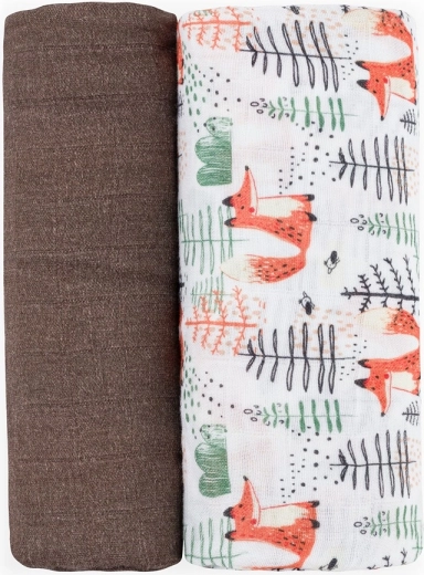 Petite&Mars înfășări din muselină de bambus misty forest fox 120 × 120 cm (2 buc.)