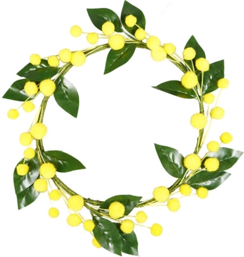 Coroniță decorativă de primăvară cu bobițe galbene