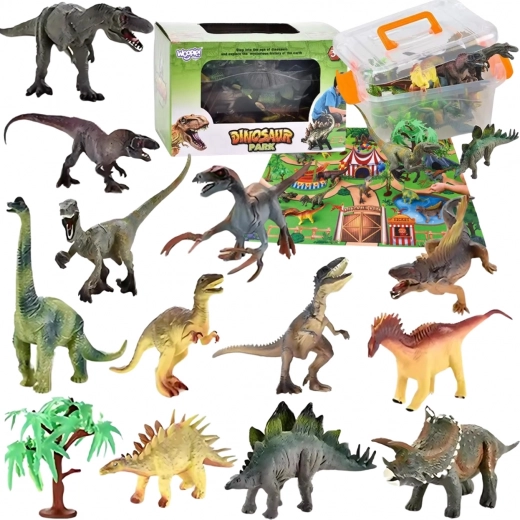 Woopie set parc cu dinozauri – figurine cu covoraș și accesorii, 23 piese