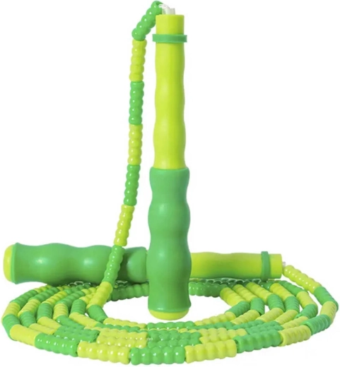 Coardă de sărit pentru copii Merco, cu mărgele, verde, 2,8 m