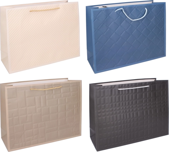 Pungă cadou L 32 × 38 × 12 cm – design elegant în relief, mix de culori