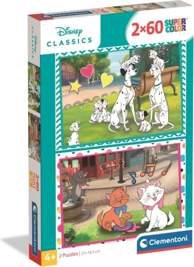 Puzzle CLEMENTONI Disney: 101 dalmațieni și Pisicile Aristocrate 2×60 piese