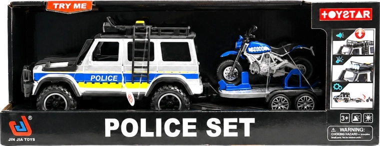 Mașină de poliție off-road cu remorcă și motocicletă - 1 bucată