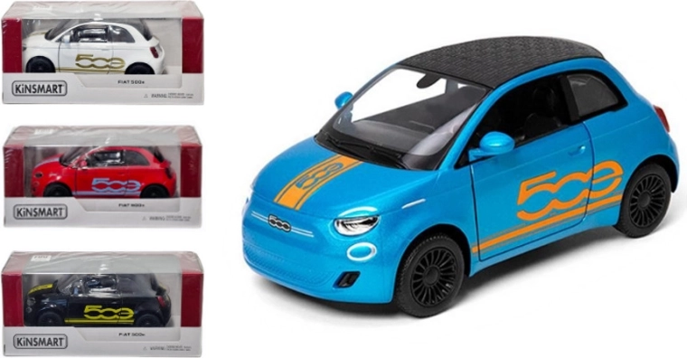 Kinsmart Fiat 500 model metalic 1:28 cu mecanism de tracțiune Pull Back