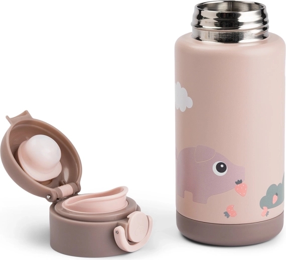 Done by Deer sticlă termo Tiny farm roz 340 ml