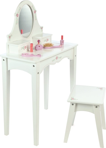 Tidlo Măsuță de toaletă cosmetică din lemn, albă