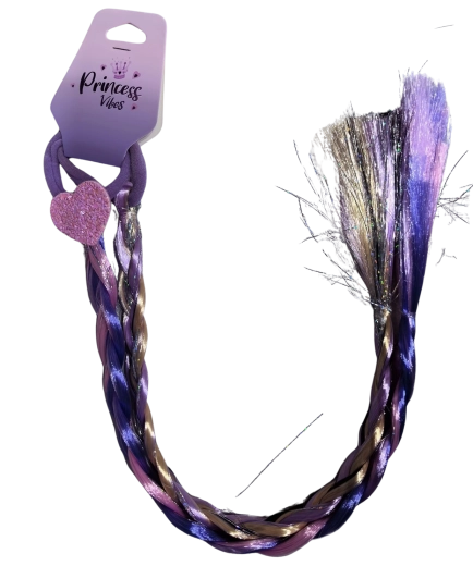 PINK set de elastice de păr cu șuvițe și inimioară, 2 buc.