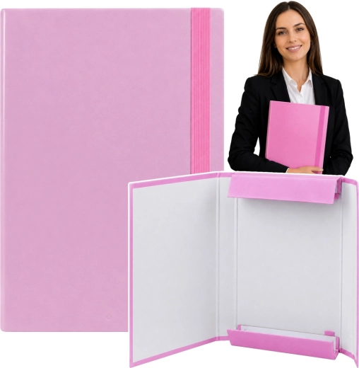 Dosar cu clapete roz pentru documente A4 cu elastic, rigid (34,5 cm) - 1 buc