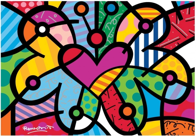 Puzzle Bluebird fluture în formă de inimă 2000 piese