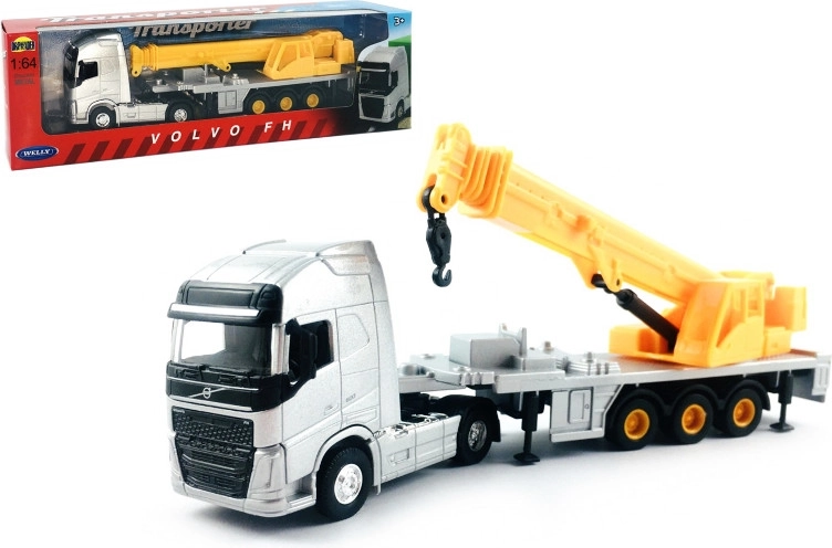 Welly camion 1:64 Volvo cap tractor cu semiremorcă și macara