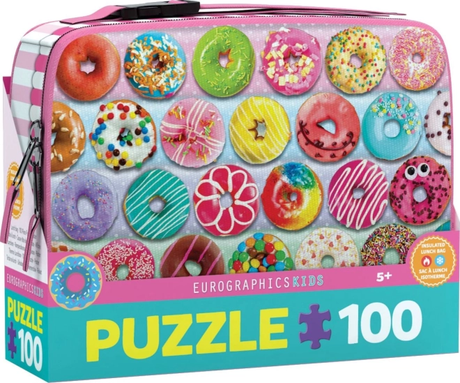 Puzzle în cutie termo pentru gustare Donuts 100 piese EUROGRAPHICS