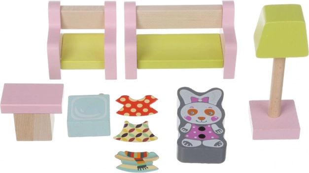 Camera de living - mobilier din lemn pentru păpuși Cubika