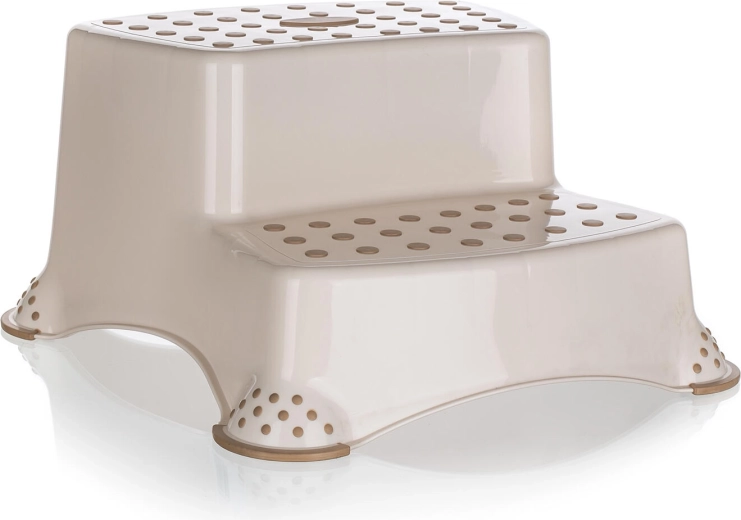 Taburetă antiderapantă cu două trepte crem 40 × 37 × 21 cm
