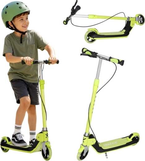 Trike Fix trotinetă pliabilă pentru copii cu roți LED, verde neon