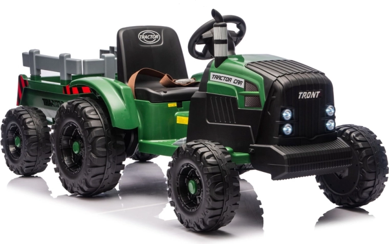tractor electric cu remorcă 24V, verde închis