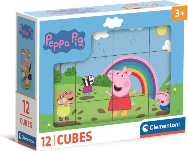 Cuburi ilustrate Peppa Pig de la Clementoni, 12 cuburi